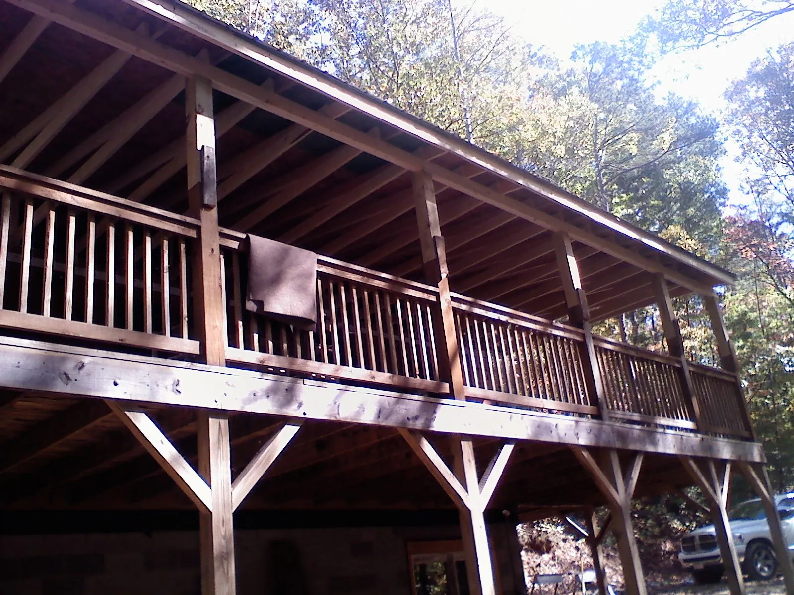 Timber framing under a new elevated porch and deck — Roof Leak Repair in Draper by Roofing Brothers
